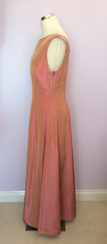 GINA BACCONI SALMON PINK LONG EVENING DRESS & WRAP SIZE 16 - Whispers Dress Agency - Womens Dresses - 3