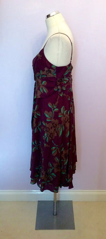 MONSOON FLORAL PRINT SILK STRAPPY DRESS SIZE 14 - Whispers Dress Agency - Womens Dresses - 2