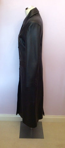 BRAND NEW BENNYS SHOP BLACK SOFT LEATHER LONG COAT SIZE S - Whispers Dress Agency - Womens Coats & Jackets - 3