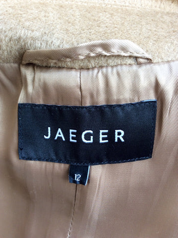 JAEGER CAMEL 100% WOOL BELTED COAT SIZE 12 - Whispers Dress Agency - Sold - 4
