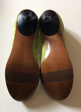 BRAND NEW LUC BERJEN LIME GREEN SUEDE KITTEN HEELS SIZE 5/38 - Whispers Dress Agency - Sold - 2