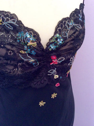 Karen Millen Black Strappy Silk Beaded & Silk Dress Size 14 - Whispers Dress Agency - Sold - 4
