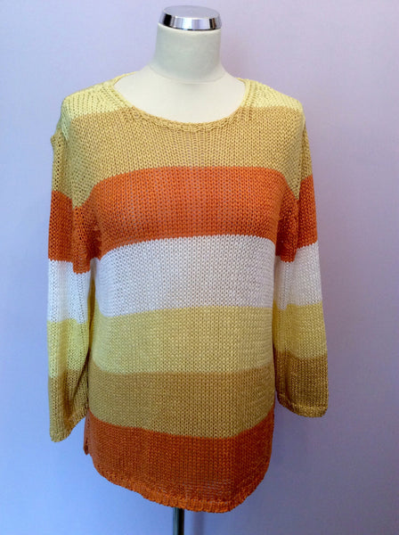 Punt Roma Orange, Yellow & White Stripe Jumper Size XL - Whispers Dress Agency - Sold - 1