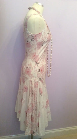 Per Una Pink & White Floral Print Cotton Dress & Necklace Size 10 Reg - Whispers Dress Agency - Womens Dresses - 2