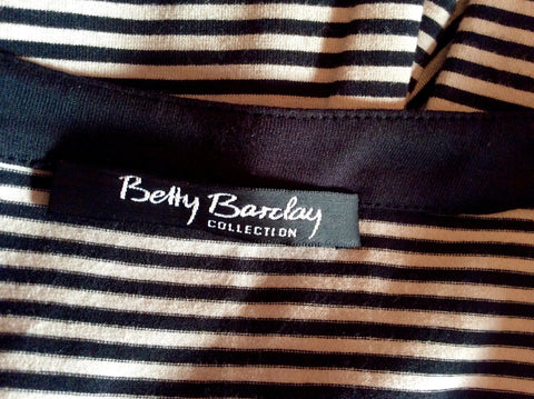BETTY BARCLAY BLACK & BEIGE STRIPE V NECK TOP SIZE XL - Whispers Dress Agency - Womens Tops - 3