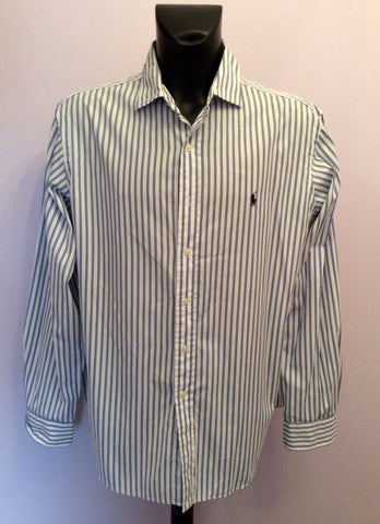 Ralph Lauren Blue & White Stripe Cotton Long Sleeve Shirt Size XXL - Whispers Dress Agency - Sold - 1