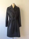 JAEGER GREY WOOL & CASHMERE DOUBLE BREASTED BELTED KNEE LENGTH COAT SIZE 12 - Whispers Dress Agency - Sold - 2