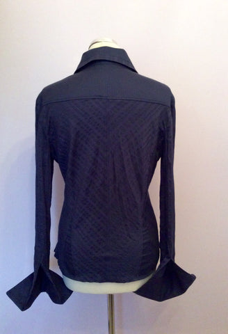 Karen Millen Dark Blue Fitted Shirt Size 14 - Whispers Dress Agency - Sold - 3