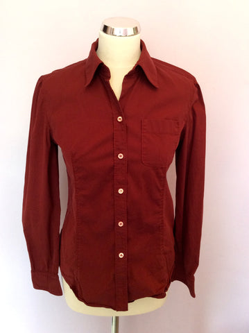 Prada Burgundy Fitted Shirt Size 44 UK 10/12 - Whispers Dress Agency - Sold - 1