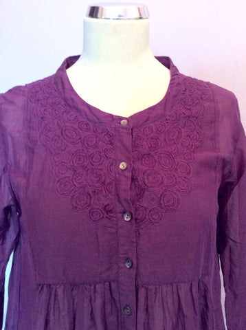 DAY BY BIRGER ET MIKKELSEN PURPLE COTTON & SILK SMOCK TUNIC TOP SIZE 34 UK XS - Whispers Dress Agency - Womens Tops - 2