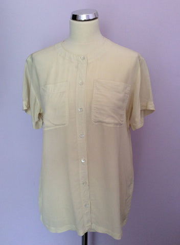 Vintage Jaeger Ivory Silk Short Sleeve Blouse Size 10/12 - Whispers Dress Agency - Sold - 1