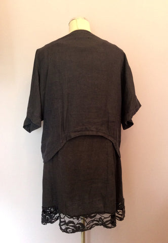 Montana / Made In Italy Dark Blue Lagenlook Linen Tunic Top & Jacket One Size - Whispers Dress Agency - Sold - 3