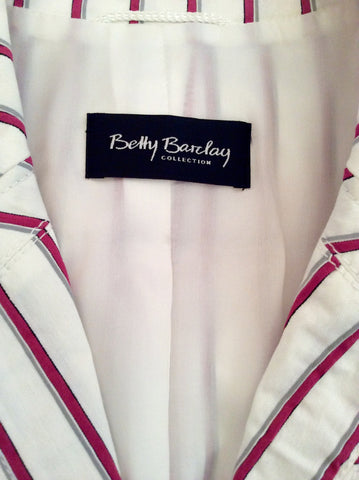 Betty Barclay White, Pink & Grey Striped Jacket Size 16 - Whispers Dress Agency - Womens Coats & Jackets - 5