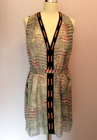 Matthew Williamson Escape Light Grey Silk Seashell Print Top Size 12 - Whispers Dress Agency - Sold - 1