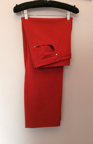 Jaeger Red Cotton Trousers Size 16 - Whispers Dress Agency - Sold - 1