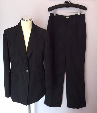 VIYELLA BLACK PINSTRIPE JACKET & 2 PAIRS OF TROUSER SUIT SIZE 10/12/14 - Whispers Dress Agency - Womens Suits & Tailoring - 1