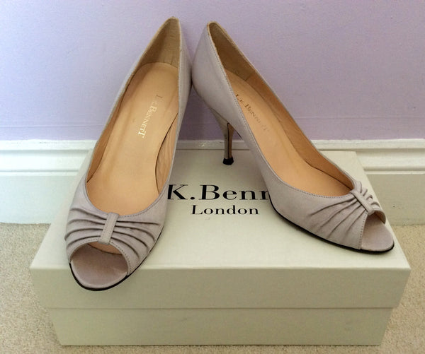 LK Bennett Light Grey Satin Peep Toe Heels Size 4/37 - Whispers Dress Agency - Womens Heels - 1