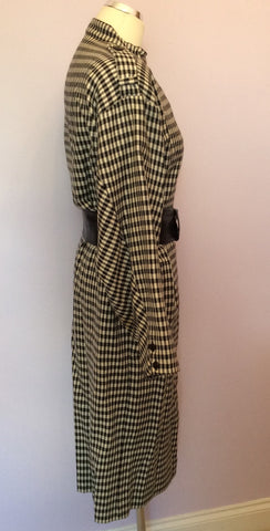 Vintage Jaeger Black & Ivory Check Wool Coat / Dress Size 12 - Whispers Dress Agency - Womens Vintage - 3