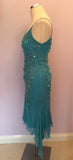 Yve London Turquoise Silk Beaded & Sequinned Cocktail Dress Size Small - Whispers Dress Agency - Womens Dresses - 3