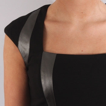 Sara Bernshaw Llia Black & Gunmetal Faux Leather Trim Dress Size 16 - Whispers Dress Agency - Sold - 5