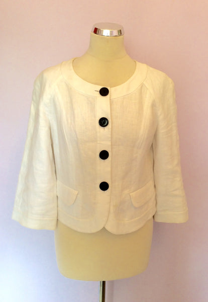 JAEGER WHITE LINEN SUMMER JACKET SIZE 10 - Whispers Dress Agency - Womens Coats & Jackets - 1