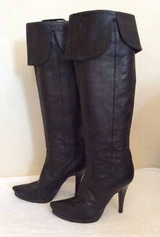 Kurt Geiger Black Leather Boots Size 3.5/36 - Whispers Dress Agency - Womens Boots - 3
