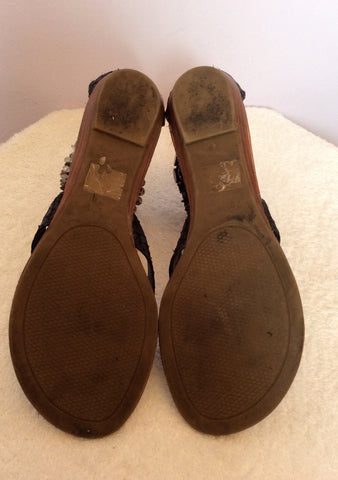 Zigi Girl Black Leather Ankle Strap Toe Post Sandals Size 6/39 - Whispers Dress Agency - Sold - 5