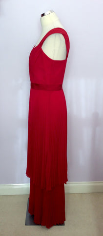 Hobbs Invitation Red Pleated Tiered Long Dress Size 10 - Whispers Dress Agency - Womens Dresses - 2