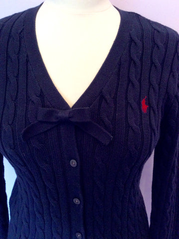 Ralph Lauren Dark Blue Cotton V Neck Cardigan Size XL - Whispers Dress Agency - Womens Knitwear - 2