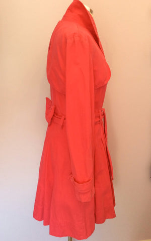 Kaliko Hot Pink Cotton & Linen Trench Coat / Mac Size 12 - Whispers Dress Agency - Womens Coats & Jackets - 2