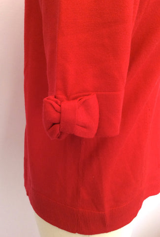 Coast Red V Neck Short Sleeve Bow Trim Jumper Size 16 - Whispers Dress Agency - Sold - 2