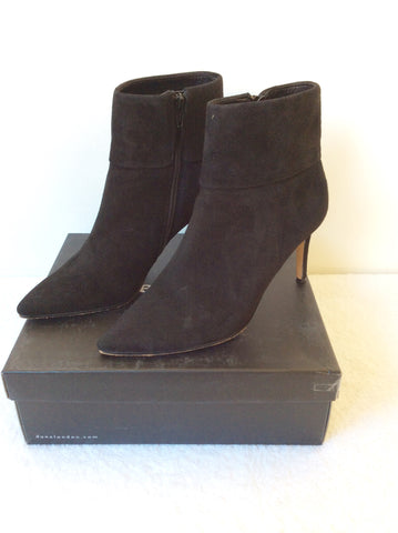 DUNE BLACK SUEDE FOLDED PLAIN DRESSY ANKLE BOOT SIZE 6/39 - Whispers Dress Agency - Sold - 3