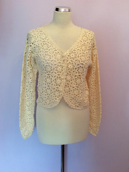 Vintage Laura Ashley Cream Crocheted Cardigan Size S - Whispers Dress Agency - Sold - 1