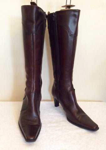 Tamaris Brown Leather Knee High Boots Size 3.5/36 - Whispers Dress Agency - Womens Boots - 1