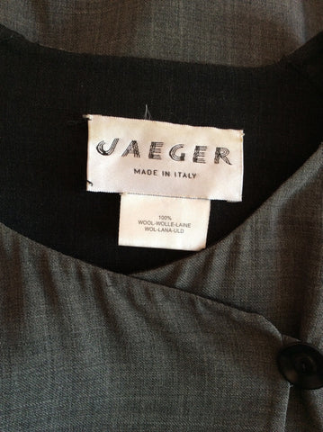 Vintage Jaeger Dark Grey Wool Long Jacket Size L - Whispers Dress Agency - Sold - 3