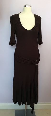 Karen Millen Brown V Neck Dress Size 10 - Whispers Dress Agency - Womens Dresses - 1
