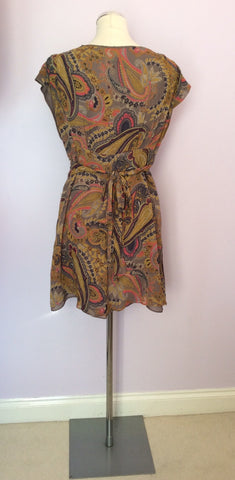 Ted Baker Brown Paisley Print Silk Dress Size 4 UK 12/14 - Whispers Dress Agency - Sold - 2