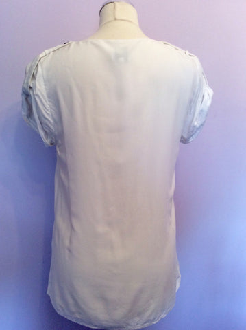 REISS WHITE BUCKLE TRIM FRONT EMMA TOP SIZE 8 - Whispers Dress Agency - Womens Tops - 2