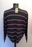 Brand New John Lewis Dark Grey & Purple Stripe Merino & Cashmere Jumper Size XXL - Whispers Dress Agency - Sold - 2