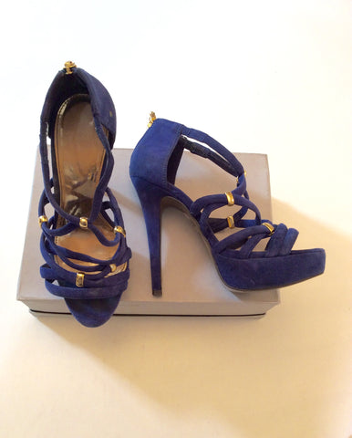 CARVELA BLUE SUEDE STRAPPY HIGH HEEL SANDALS SIZE 5/38 - Whispers Dress Agency - Womens Sandals - 1