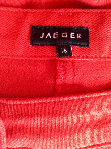 Jaeger Red Cotton Trousers Size 16 - Whispers Dress Agency - Sold - 4