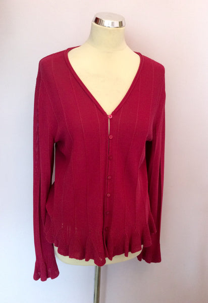 HOBBS FUSHIA PINK V NECK CARDIGAN SIZE 14 - Whispers Dress Agency - Womens Knitwear - 1