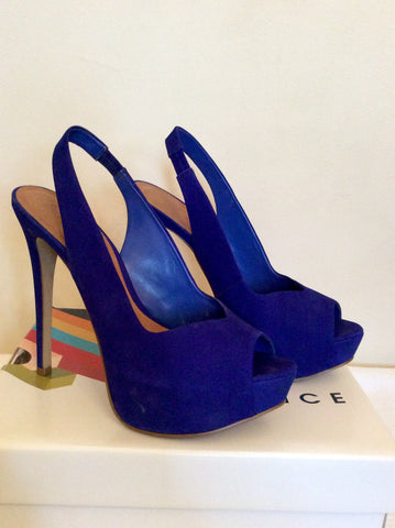 Office Cobalt Blue Suede Slingback Peeptoe Heels Size 7/40 - Whispers Dress Agency - Sold - 2