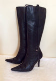 Dune Black Leather Knee Length Boots Size 7/40 - Whispers Dress Agency - Womens Boots - 2