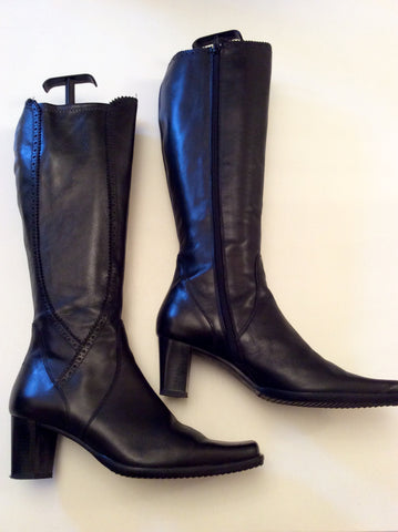 Roby & Pier Black Leather Knee High Boots Size 5/38 - Whispers Dress Agency - Sold - 2