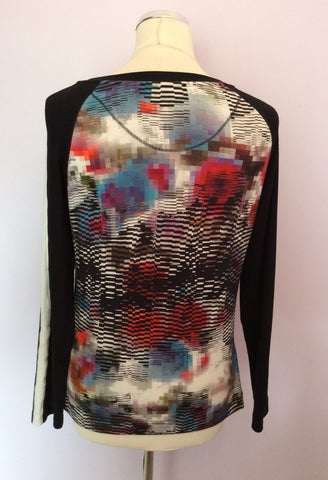 Marccain Sports Black & Multi Coloured Print Long Sleeve Top Size N5 UK 14/16 - Whispers Dress Agency - Sold - 2