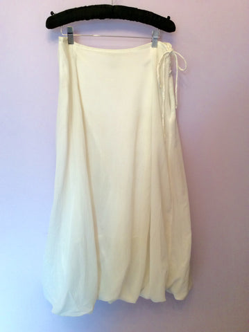 Out Of Xile White Cotton & Silk Lined Calf Length Skirt Size 2 UK 12 - Whispers Dress Agency - Sold - 1