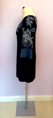 Temperley Black & Blue/Grey Trim Merino Wool & Cashmere Dress Size M - Whispers Dress Agency - Womens Dresses - 3