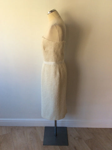 JAEGER IVORY STRAPLESS PENCIL DRESS SIZE 12 - Whispers Dress Agency - Womens Dresses - 3