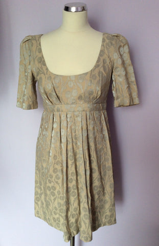 French Connection Beige & Silver Print Dress Size 10 - Whispers Dress Agency - Womens Dresses - 1